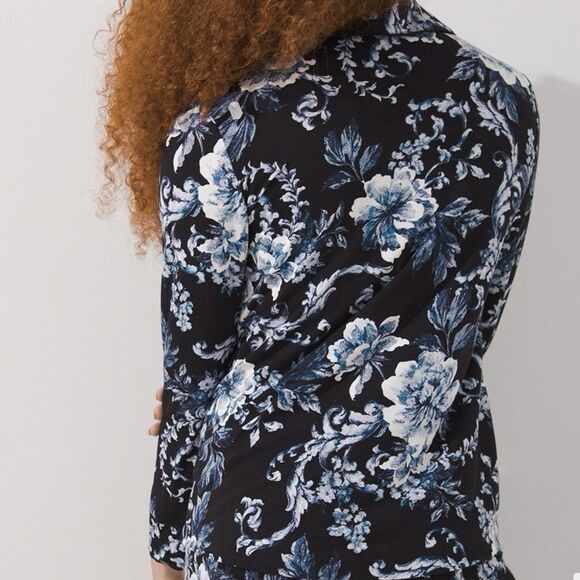NWT Soma Cool Nights Notch Collar Boudoir Floral Black Top Sz XL Long Sleeve - Picture 3 of 14